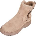 Generico Scarponcini con Pelo Stivali Beige Donna con Cerniera Laterale Stivaletti alla Caviglia Corti Scarpe Singole (Beige, 35) : Amazon.it: Moda