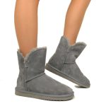 Stivaletti Donna Caldi con Pelo in Pelle Grigi