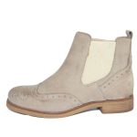 Stivaletto donna in vera pelle beige elastico laterale e fondo antiscivolo in cuoio linea basic handmade in italy donna stivaletti Malu Shoes | ...