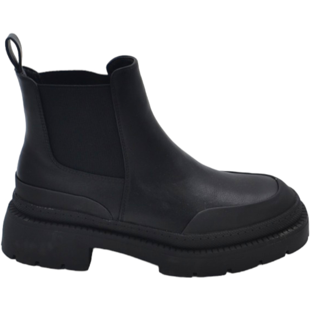 stivaletto-nero-donna-268ubx.jpg Stivaletto nero basso alla caviglia donna combat con fondo carrarmato alto in gomma elastico laterale impermeabile donna stivaletti Malu Shoes | ... - immagine 1