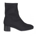 Stivaletto da donna in tessuto elasticizzato nero tacco 5
