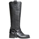 Stivali biker Corina M4821 in pelle nero con gambale alto liscio e fibbia cowboy punta squadrata donna stivali Corina | MaluShoes