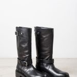 Stivali biker in pelle con fibbie