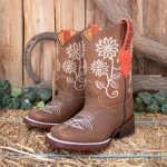 BAMBINA RAGAZZA BAMBINA Stivali da cowboy western in pelle con punta quadrata ricamati a fiori Etsy Italia