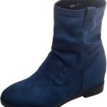 Stivali corti da donna in pelle scamosciata tinta unita pieghettati testa rotonda casual stivali corti da donna alti, Blu, 37.5 EU : Amazon.it: Moda