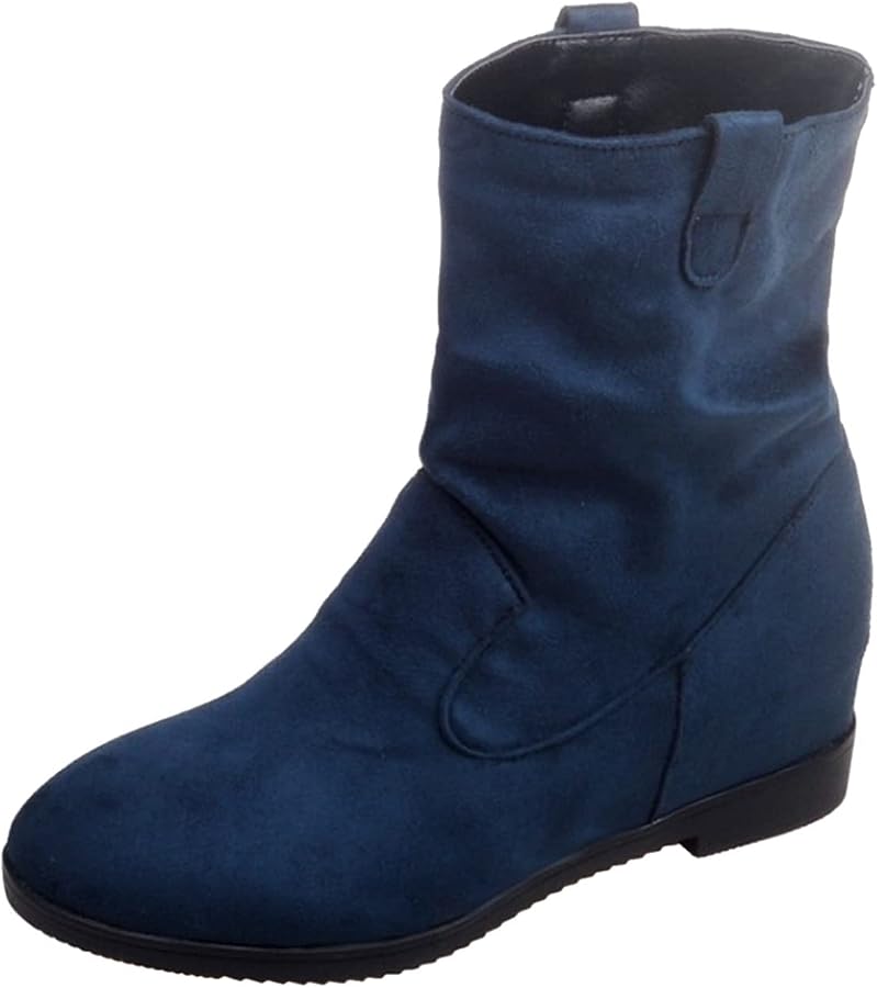 stivali-blu-donna-140nsd.jpg Stivali corti da donna in pelle scamosciata tinta unita pieghettati testa rotonda casual stivali corti da donna alti, Blu, 37.5 EU : Amazon.it: Moda - immagine 1