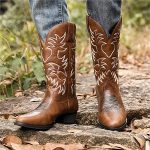 IRGVJIFR Stivali Cowboy Uomo Stivali da cowboy ricamati con punta tonda e tacco in legno uomo Heritage Per viaggiare(Brown,45) : Amazon.it: Moda