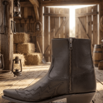 Stivali da Cowboy Uomo Old West in Cuoio Nero