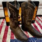 Stivali in pelle da uomo western boots Old West brown punta stondata OW2023 | eBay
