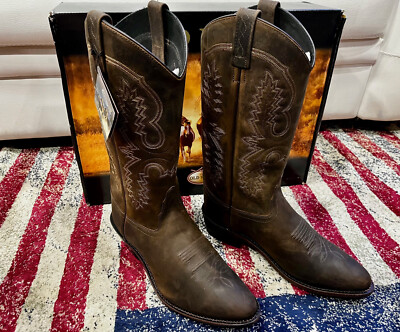 stivali-cowboy-uomo-738szu.jpg Stivali in pelle da uomo western boots Old West brown punta stondata OW2023 | eBay - immagine 1