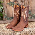 Stivali da cowboy western rodeo con punta quadrata in pelle 100% marrone da uomo con suola in gomma Etsy Italia