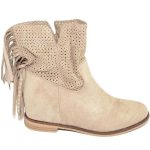 Stivaletti donna estivi biker scamosciati beige morbidi traforati con zeppa para interna con frange retro e borchie moda donna stivaletti Malu Shoes | ...