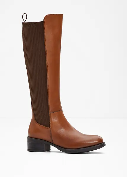 stivali-in-pelle-721pkg.webp Stivali classici in pelle con inserti elastici cognac - immagine 1