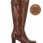 ELLEN BLAKE Stivale da donna marrone in VERA PELLE con zip laterale, tacco 8cm