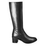 Stivali al ginocchio da donna liscio con tacco medio in pelle nero Nero / 35