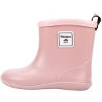 Weishuo Stivaletti Pioggia Bambini Bambina Leggeri Impermeabili Stivali Pioggia Bambino in Morbido PVC Stivali di Gomma per Ragazzo Ragazza da 1 a 8 anni, Taglia del Produttore 13, 19 EU, Rosa