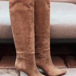 Stivali tacco 9cm camoscio marrone | Barca Stores