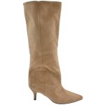 Stivali slouchy in Camoscio Beige a Punta con Tacco Basso kitten e gambale over trend donna stivali Malu Shoes | MaluShoes