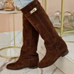 Stivali tubolari in camoscio testa di moro rialzo interno ROMA 9100 – sara moda shoes