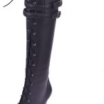 Onewus Stivali stringati da donna alla moda Stivali alti al ginocchio con tacco sottile e punta a punta, marrone scuro., 32 EU : Amazon.it: Moda